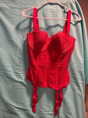 Victoria’s Secret Red Lace Bustier Corset with Garter Straps